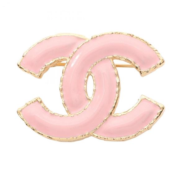 CHANEL Coco Mark Brooch, Gold Plated, Women's, and Pink, L23K - Picture 1 of 4